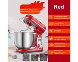 Keukenmixer - Keukenmachine - Foodprocessor - Keukenrobot - LED Display - 6 Snelheden - 1200W - Stil DC-Motor - Elektrische Foodmixer - Rood