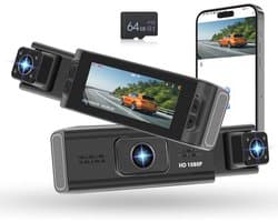 Dashcam voor en achter met 3,16 inch IPS-scherm en WiFi-verbinding - 1080p HD autobeveiligingscamera