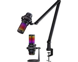 PREYON Osprey Scream - Gaming Microfoon - PC-Gaming Met Flexibele Arm - RBG - Gaming - Podcast - Streaming - Zwart