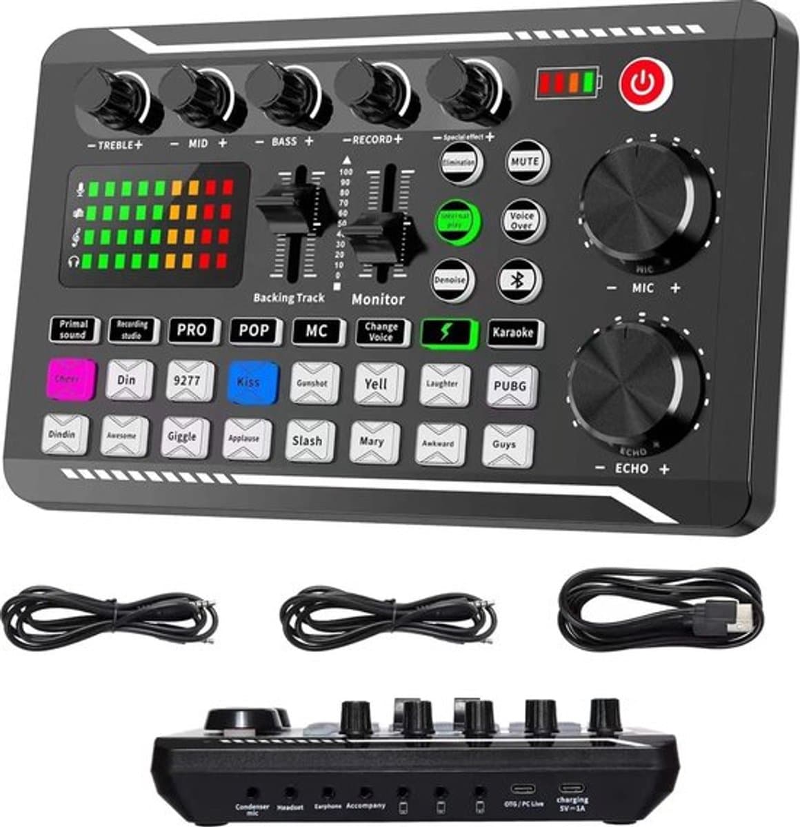 DJ Draaitafel - DJ Mix Set - Dj Mixer Effecten En Stemwisselaar - DJ Controller - Live Geluidskaart En Audio-Interface - Bluetooth Stereo Audio Mixer - Zwart — afbeelding 1