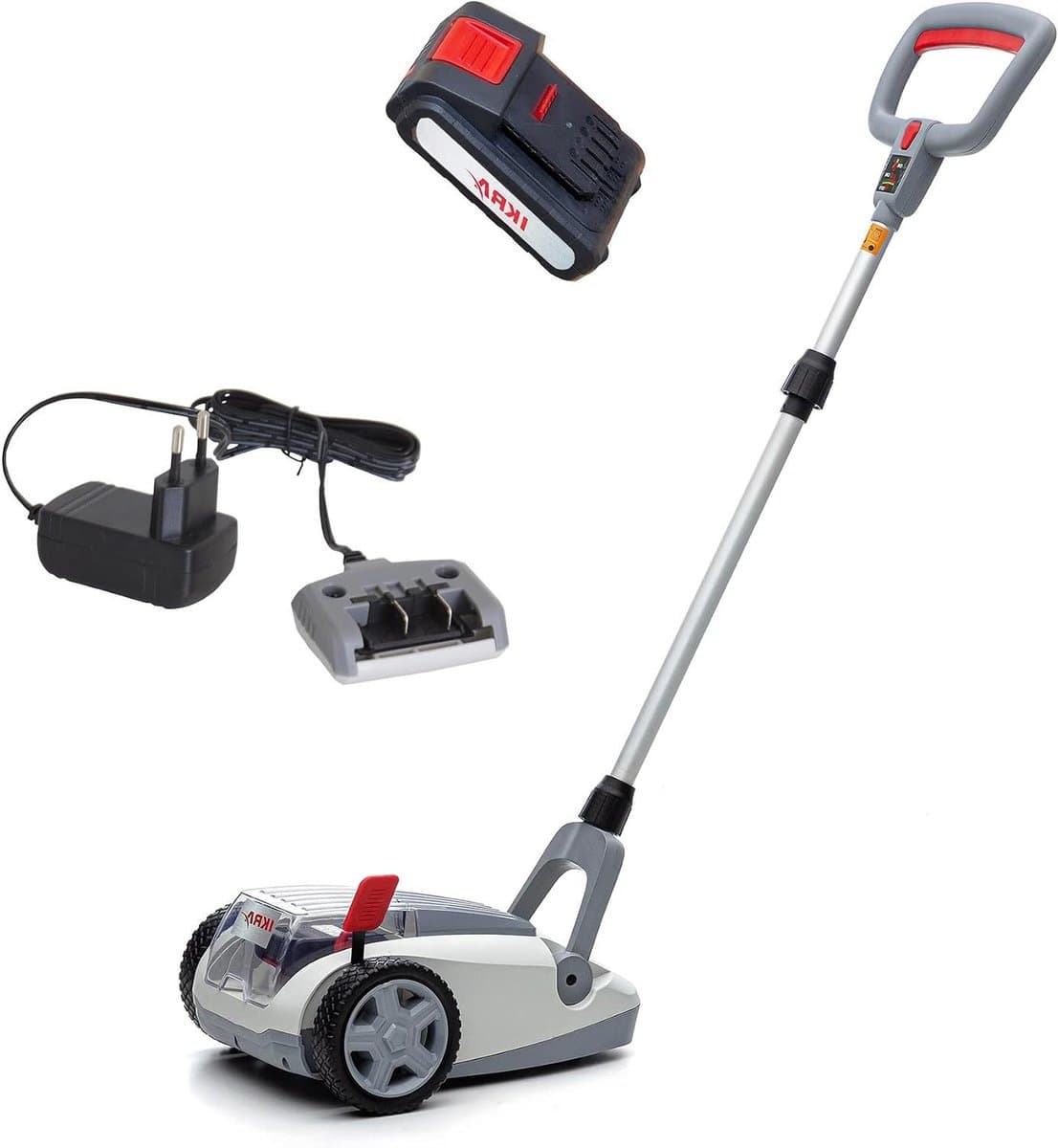 Accu Grasmaaier - Handmaaier Mulchmaaier - Kleine Gazons Onderhouden - Borstelloze Motor - 21 cm Maaibreedte - Grijs Rood — afbeelding 1