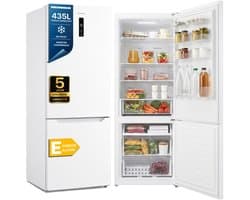 Heinner HCNF-M435INVE++ Koel-vriescombinatie Wit 435 L – No Frost – Vrijstaand – LED-display met Supervriezen & Superkoelen – Omkeerbare Deuren – 5 Jaar Garantie