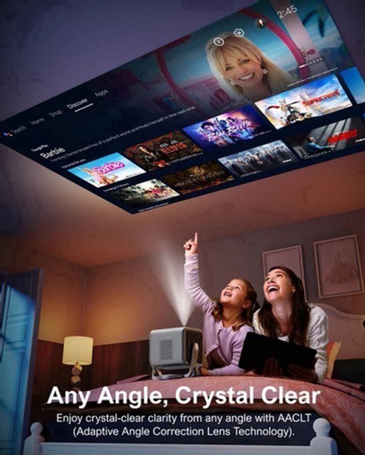 Mini Beamer - Projector - Digitale Beamer - Draagbaar - 1080P - Full HD Projector - Met 90° Gimbal - Auto Focus - Android 11.0 - 600ANSI - Android System - Zwart — afbeelding 1