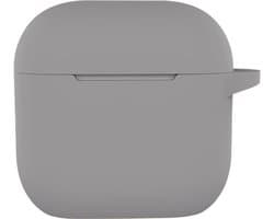 Hoesje - Geschikt voor Apple AirPods 5 - met Clip - Siliconen Hoes - Silicone Case Cover - Grijs