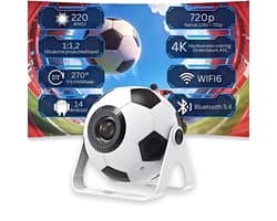 SNJY® Mini Beamer - Mini Projector - Beamer Full HD - 1080P HD - 270° Rotatie - Voetbal - Wit