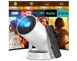 Mini Beamer 1920 X 1080 - 200 ANSI Lumen - 5W Speaker - Android 12 - HDMI Bluetooth WiFi - Draagbare Projector - Full HD Thuisbioscoop