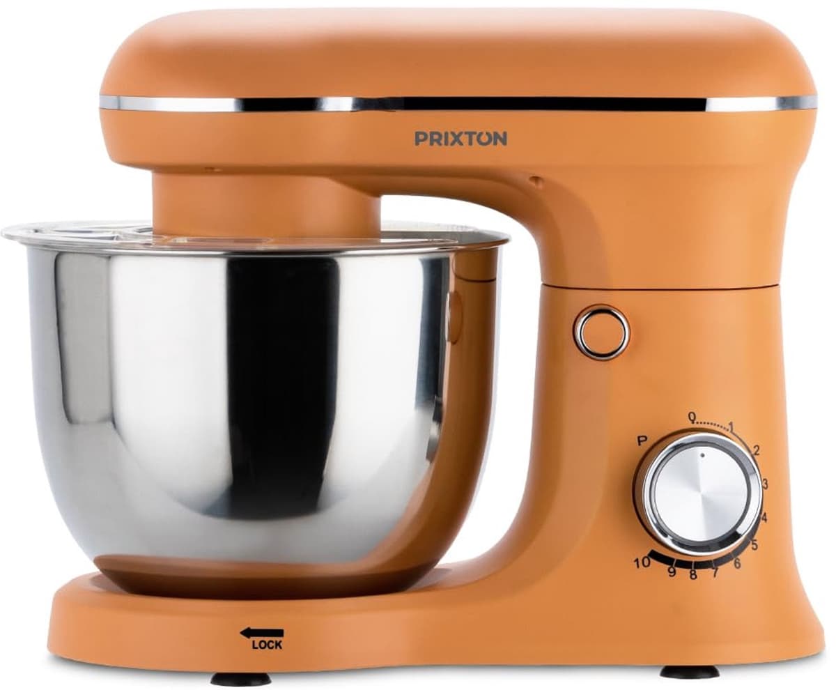 Keukenmachine Kneedmachine - 1500 W Vermogen - 5 Liter Roestvrijstalen Kom - Oranje - Staande Mixer — afbeelding 1