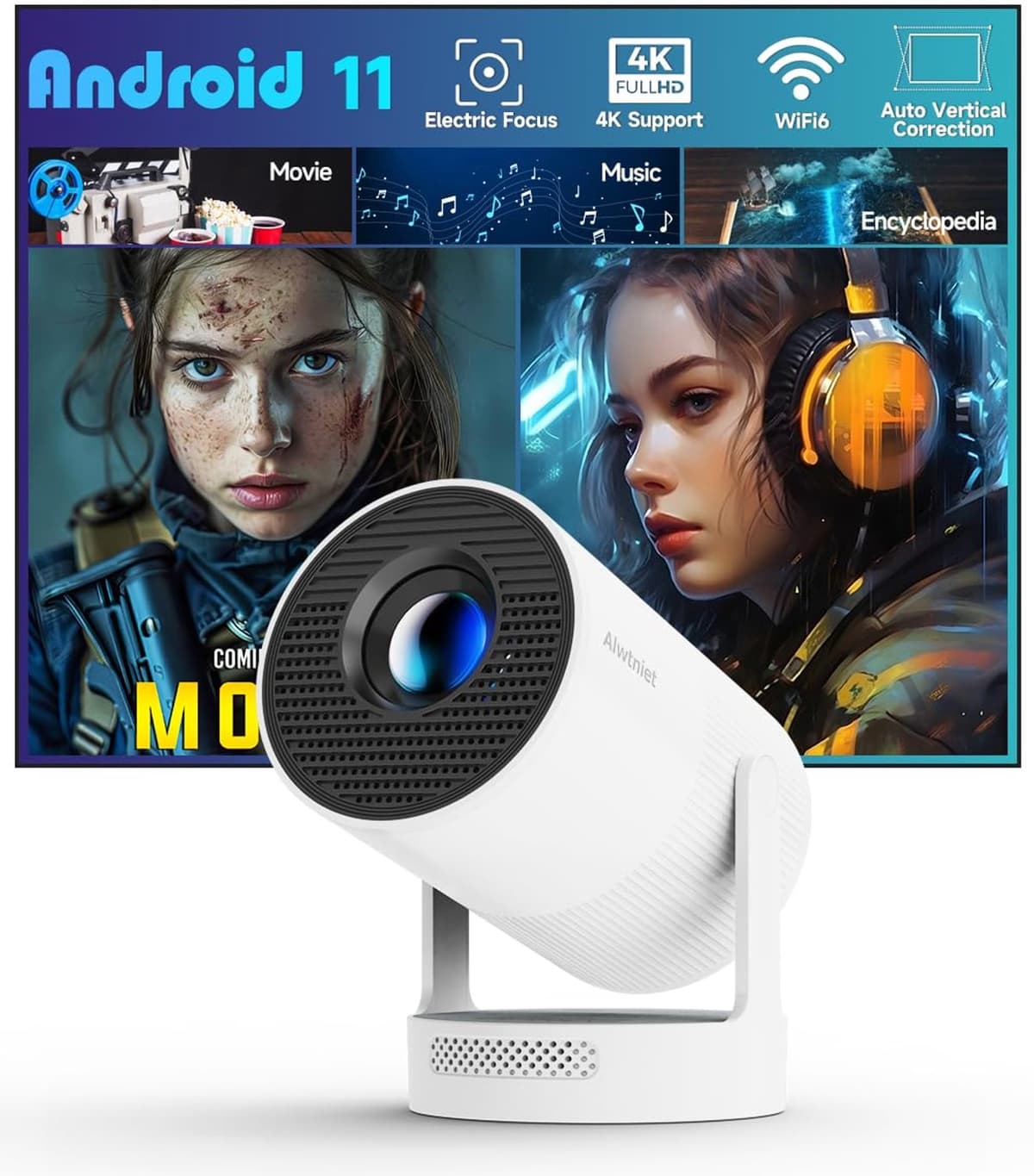 Mini Beamer Draagbaar - 1280 x 720 Resolutie - 260 ANSI Lumen Helderheid - LED Technologie - Wi-Fi Verbinding - Voor Thuisbioscoop — afbeelding 1