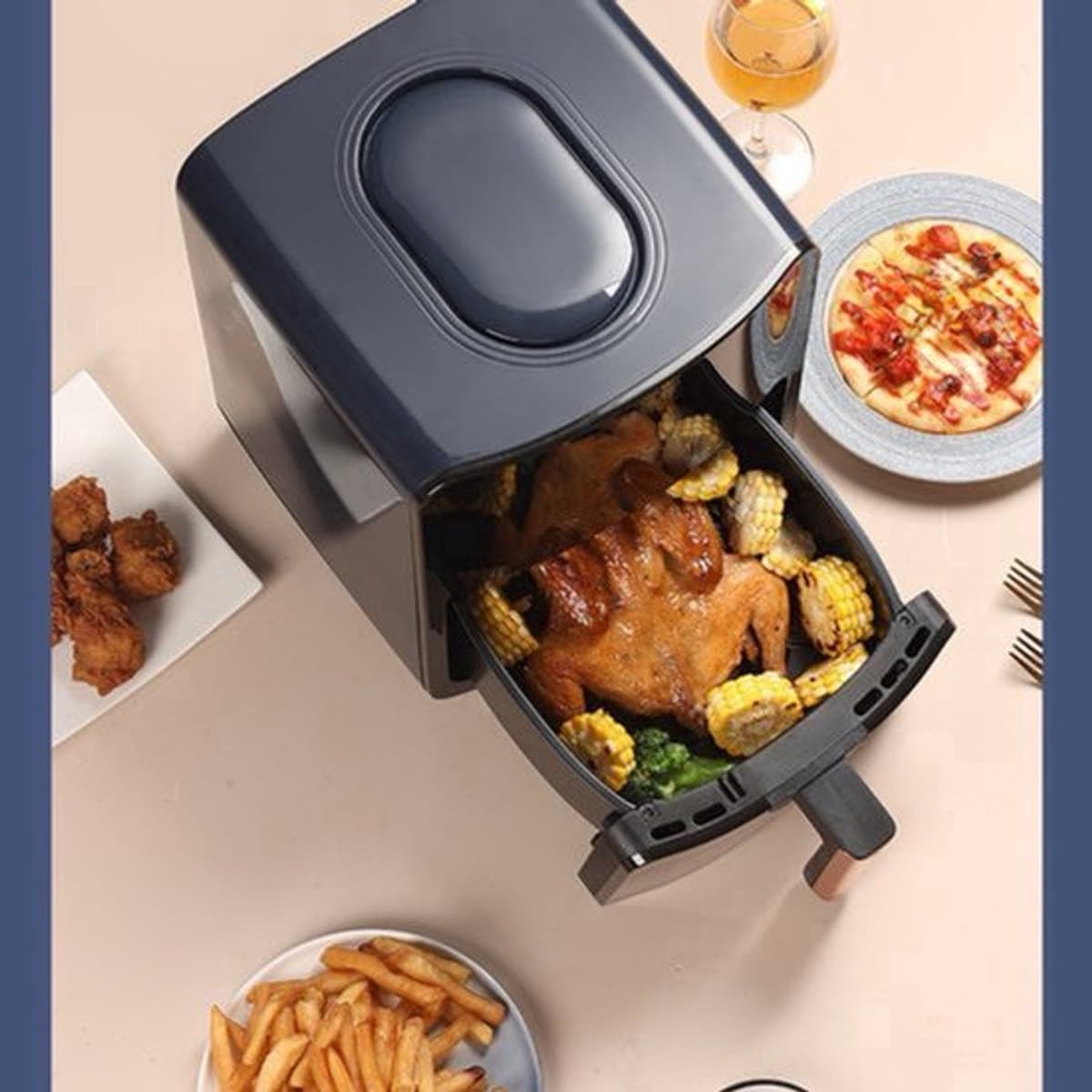 Heteluchtfriteuse Grote Capaciteit - 5 Liter Touchscreen - 1400 W Vermogen - Hittebestendig ABS En Glas - Voor Gezond Vetarm Frituren — afbeelding 1