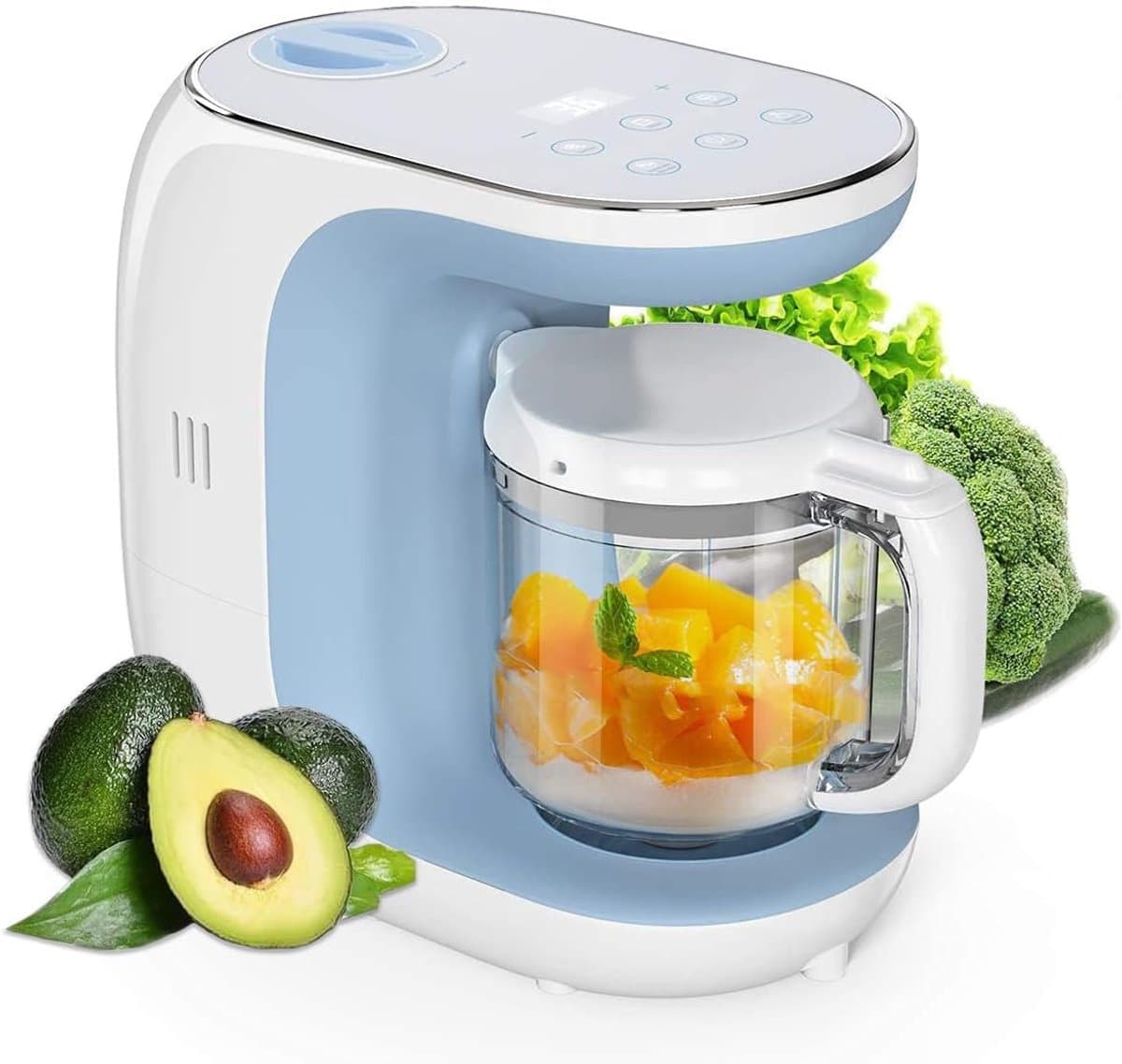 Homogenisator bereidt babyvoeding voor baby's, robotkookmachine voor kinderen met automatisch koken en uitschakelen, touch-bedieningspaneel, ontdooien en stomen — afbeelding 1