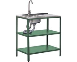 BELIANI VILAMA - Buitenkeuken met spoelbak - Groen - 80x50x92 cm - Staal