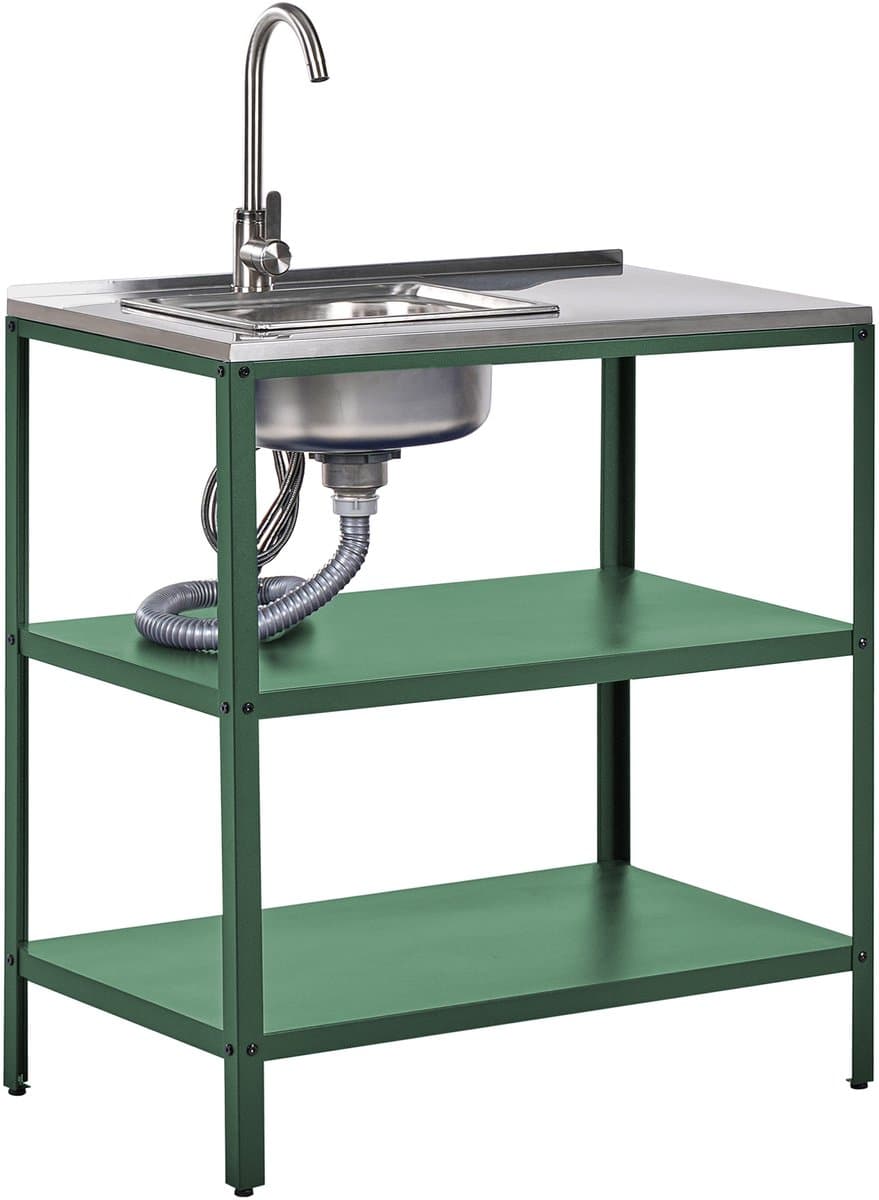 BELIANI VILAMA - Buitenkeuken met spoelbak - Groen - 80x50x92 cm - Staal — afbeelding 1