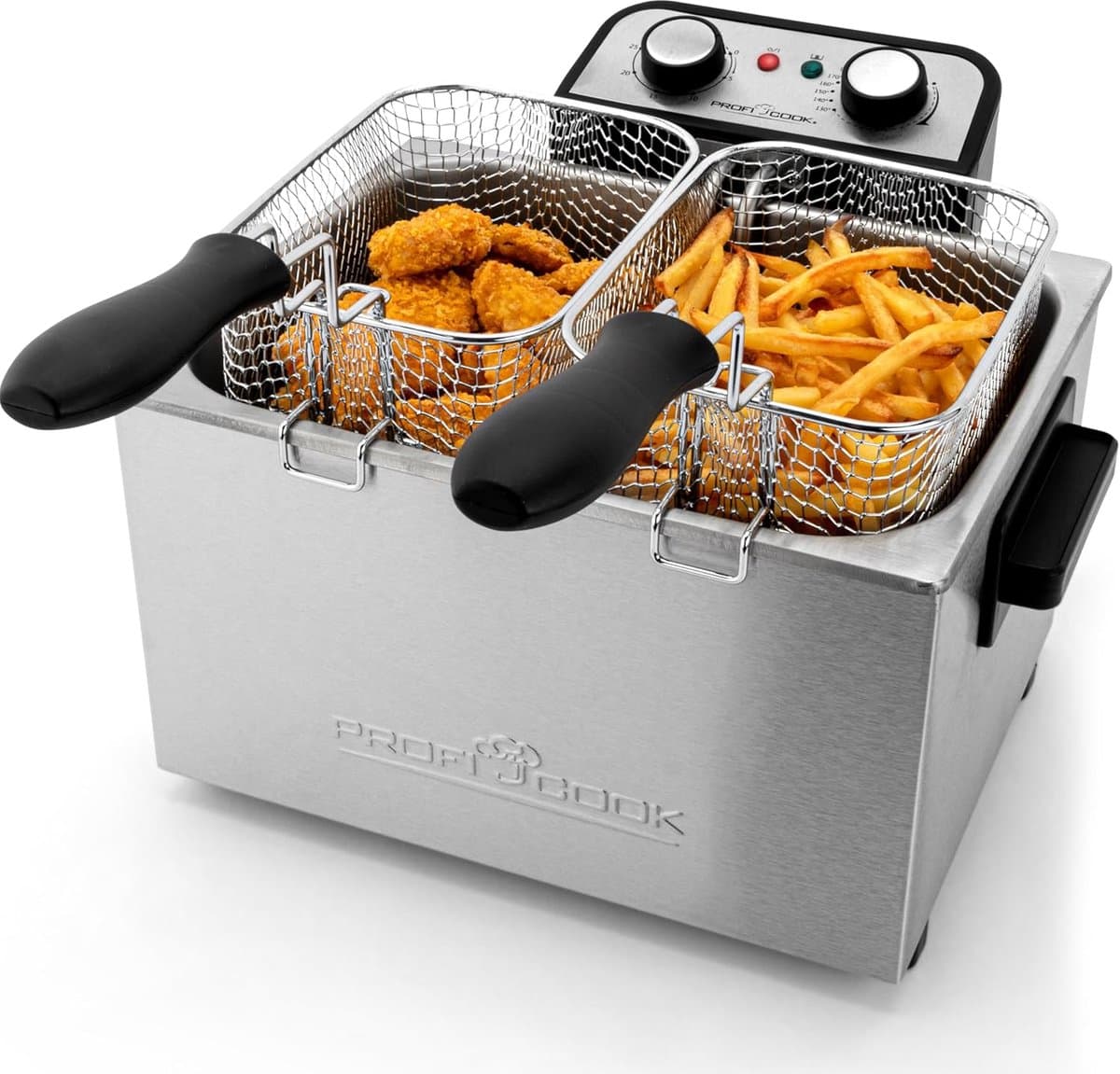 Dubbele Friteuse met Koudezonetechnologie en 5 Liter Capaciteit - 2 Kleine & 1 Grote Mand — afbeelding 1