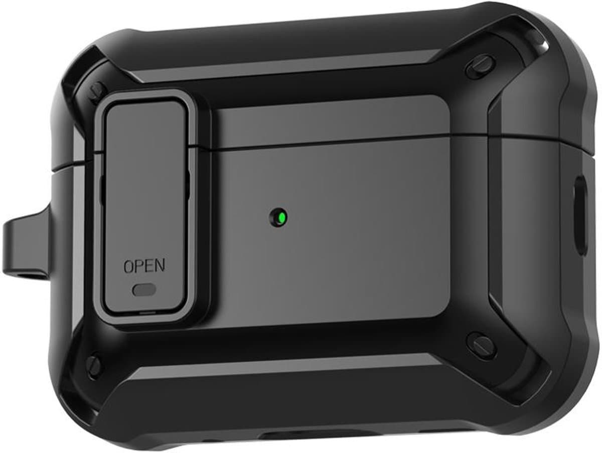 Telestore - Hoesje geschikte voor AirPods Pro 3 - TPU hybride hoesje Beschermhoes - Shockproof AirPods Pro 3 Cover - AirPods Pro 3 Hoesje - Geschikt voor Apple Airpods Pro 3 - zwart - hard en TPU cover met sleutelhanger — afbeelding 1