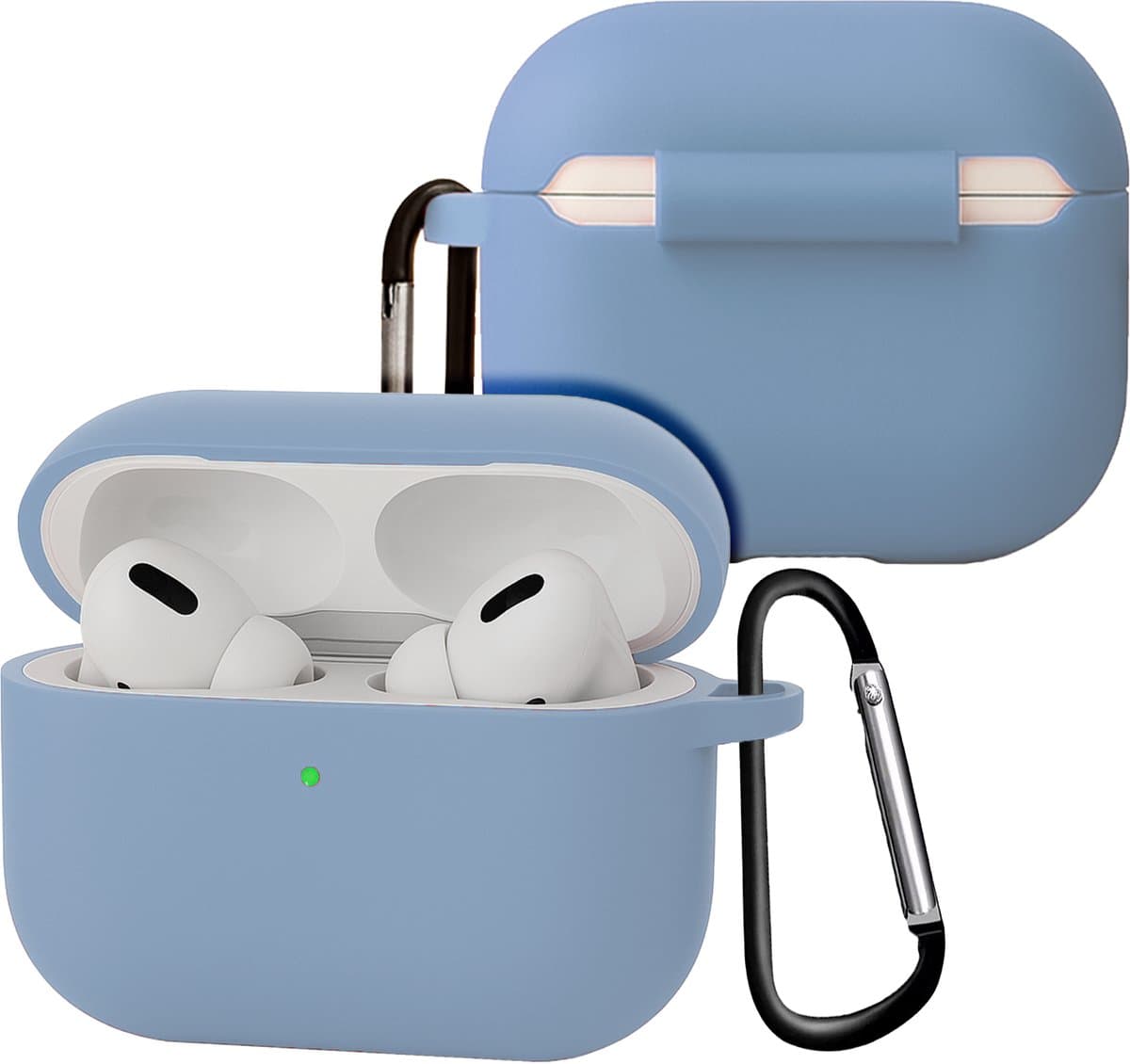 Case - Geschikt voor Apple Airpods Pro 3 - Siliconen Hoes met Clip - Silicone Hoesje Cover - Lichtblauw — afbeelding 1
