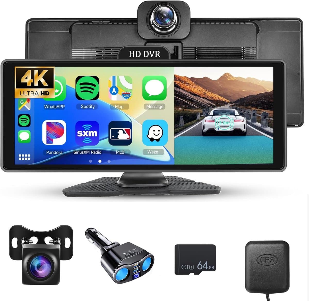 Dashcam voor auto voor en achter – Dual dashcam – Voor- en achtercamera – Autocamera – Full HD dashcam – Dashcam met nachtzicht – Dashcam met bewegingssensor – Groothoeklens – Parkeermodus – Loop recording – Dashcam met SD-kaart — afbeelding 1
