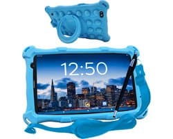 AngelTech Kindertablet PRO MAX - Android 15 - 4+3GB RAM - 64+64 GB - Snelle 8 Inch Kindertablet - Vanaf 3 Jaar - Perfect Voor School - Ouderlijk Toezicht - Ook Voor Volwassenen - 360° Fidgy Beschermhoes - Blauw
