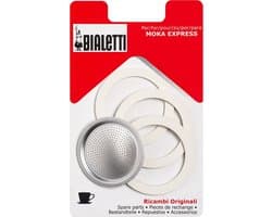 Bialetti Moka filterplaatje + rubber ringen - 2 kops