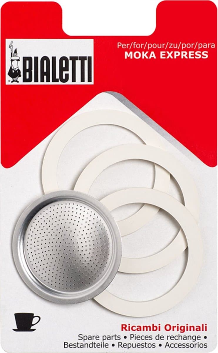 Bialetti Moka filterplaatje + rubber ringen - 2 kops — afbeelding 1