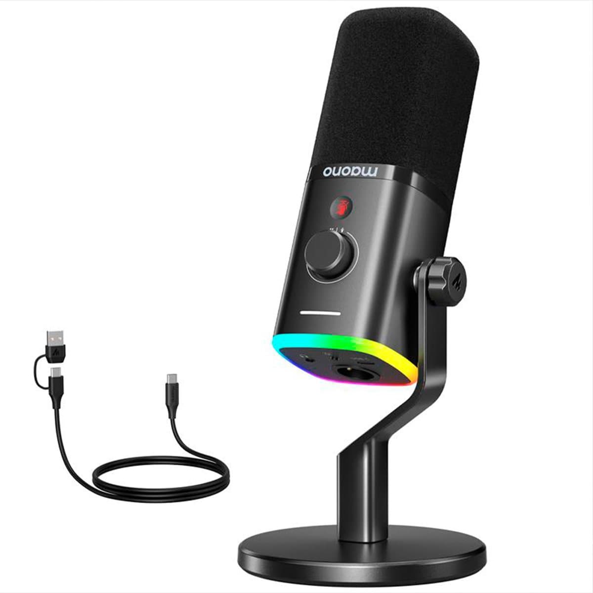 Maono PD100X - Microfoon voor Computer - USB/XLR Microfoon - Streaming - YouTube - Podcasting - Dynamische Microfoon - Plug & Play - Studio Geluidskwaliteit - Zwart — afbeelding 1