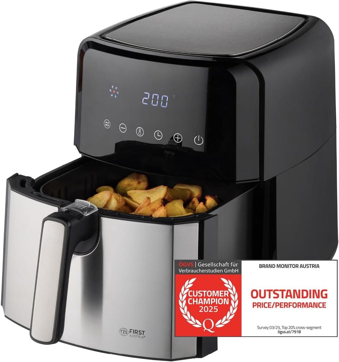 Hetelucht friteuse - Airfryer - Gezond koken - 8 programma's - 5 liter - Zilver — afbeelding 1