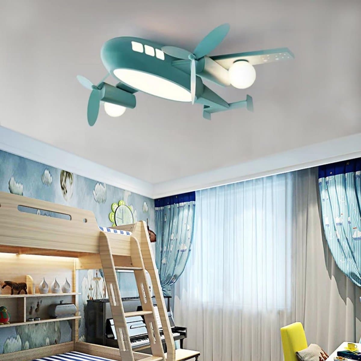 Moderne Dimbaar LED Plafondlamp Kinderkamer Vliegtuig 48W - Wit/Warm/Koud Licht - Ø60cm of Ø70cm — afbeelding 1