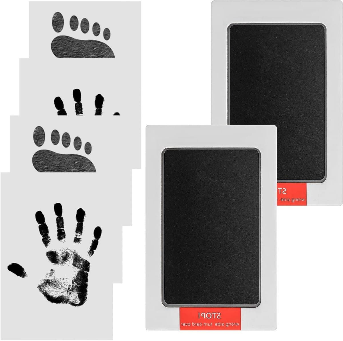 Allecta - Baby Hand- & Voetafdrukset voor Babyshower - 2 Stuks Pootafdrukset - Clean Touch Stempelkussen voor Pasgeborenen - Hond, Kat, Familiecadeau — afbeelding 1