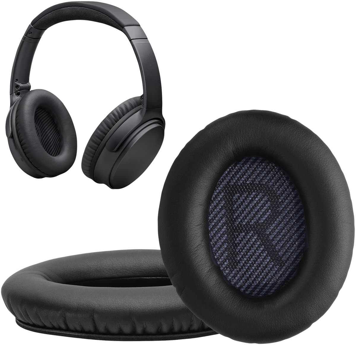 kwmobile 2x oorkussens geschikt voor Bose Quietcomfort 35 35II 25 15/QC35 QC35II QC25 QC15 - Earpads voor koptelefoon in zwart — afbeelding 1