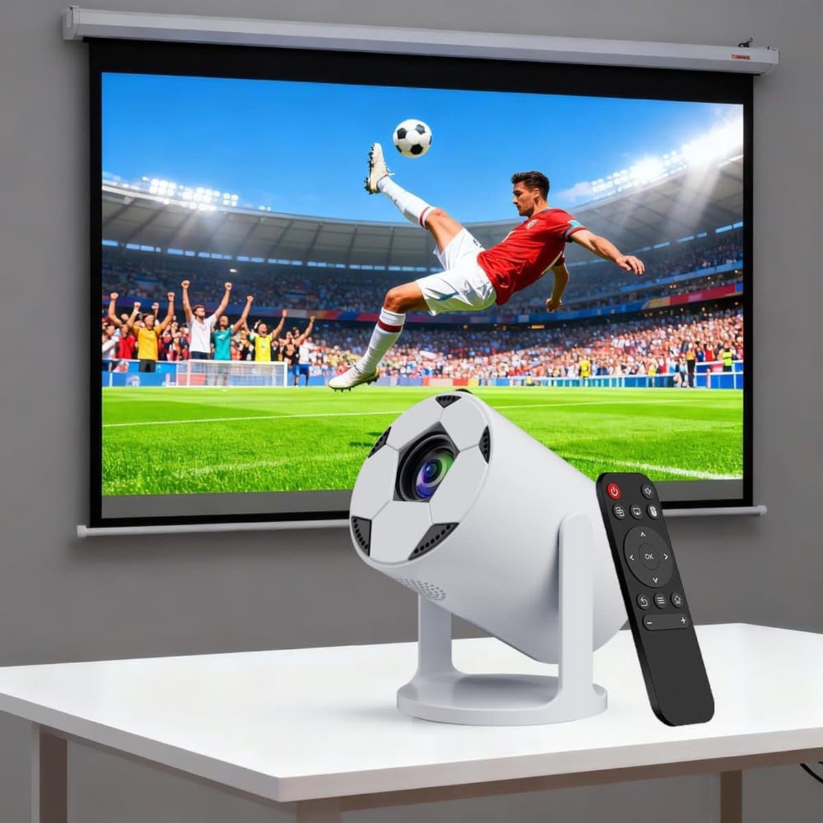 Mini beamer smartphone - Bluetooth LED-projector - Kleine thuisbioscoopprojector - Wit -9cm x 9cm x 14cm — afbeelding 1