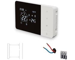 Slimme thermostaat voor cv | Wifi met Smart Life app | Touchscreen | Opbouw | Zwart wit