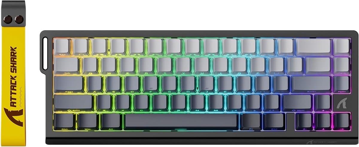 ATTACK SHARK X68 HE - Rapid Trigger - Hall Effect - 8000Hz - 0.01mm RT - Magnetisch Gaming Toetsenbord - RGB - 60% - QWERTY - Wired - Grijs — afbeelding 1