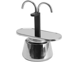 Kookplaat Koffiemachine 2 Kopjes RVS Moka Pot 100ML - Dubbele Buis Espresso Maker voor Buitenreizen - Geniet van Heerlijke Koffie Snel & Makkelijk