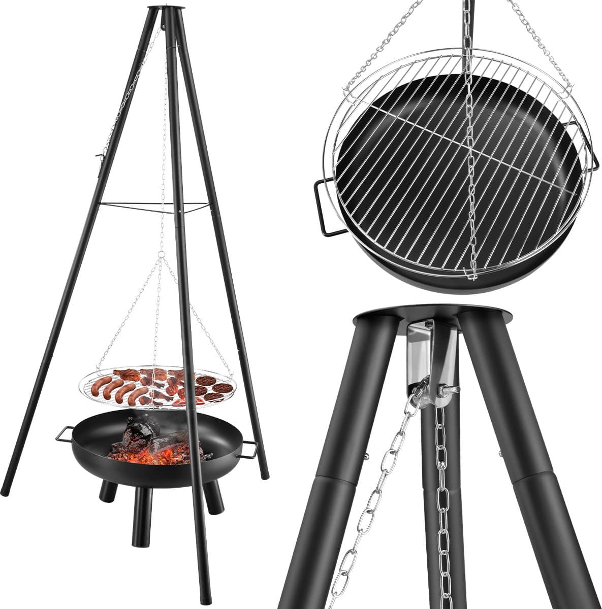 Gregman Roast 35 - Vuurschaal en Grill 2-in-1 - Tuinhaard BBQ met Verstelbaar Rooster - Zwart — afbeelding 1