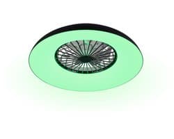 REALITY SVAERHOLT - Ventilator - Zwart - incl. 1x SMD 34 W - Afstandsbediening - Geintegreerde dimmer - Traploos instelbare lichtkleur - RGBW-kleurenwisselaar - 5 snelheidsniveaus - Geheugenfunctie - Zomer- en wintermodus - Dynamisch licht