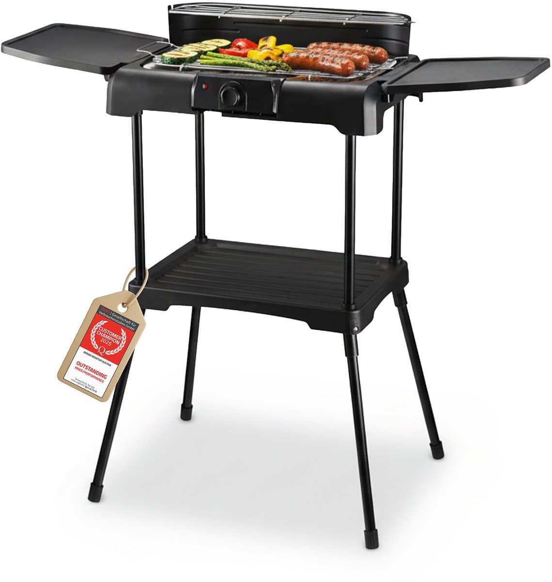 TZS First Austria Elektrische BBQ - met Grillplaat - 2200 W - Grilloppervlak 39.5 x 24cm - Zwart — afbeelding 1