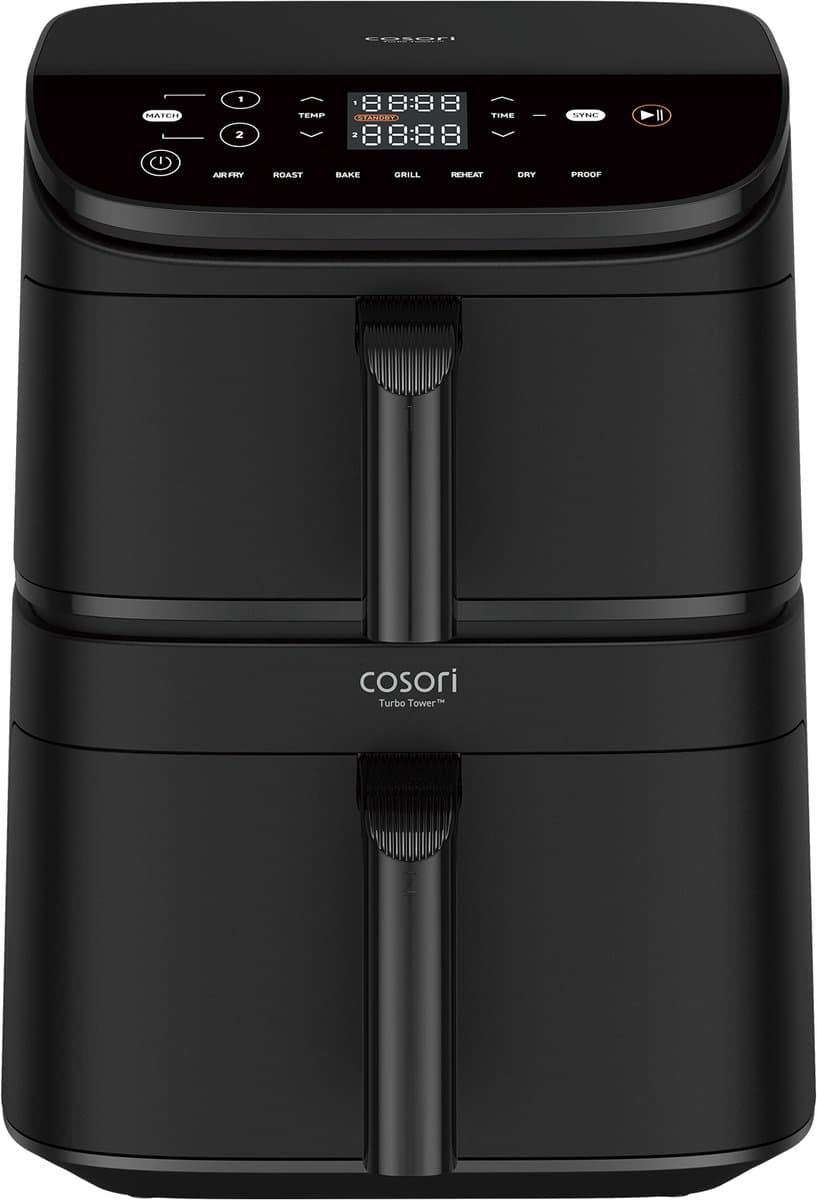 Cosori Turbo Tower Dubbel 10,8 l Vrijstaand 2630 W Heteluchtfriteuse Zwart — afbeelding 1
