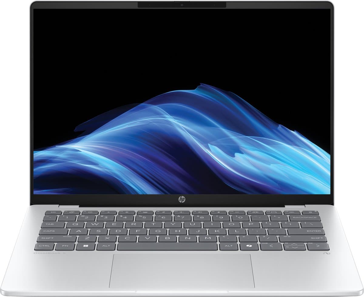 HP OmniBook 5 NGAI OmniBook 5 Next Gen AI 14-he0602nd Copilot+ PC Snapdragon X1P-42-100 Laptop 35,6 cm (14") 2K 32 GB LPDDR5x-SDRAM 1 TB SSD Wi-Fi 6E (802.11ax) Windows 11 Home Zilver QWERTY — afbeelding 1