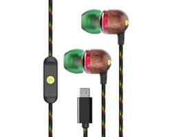 House of Marley Smile Jamaica USB C Oortjes met draad - Bedrade Oordopjes - Met Microfoon en 1knopsbediening - Eco Friendly Design - 9 mm Drivers - Knoopvrije Kabel - Rasta
