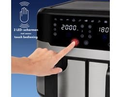 Thuys – Friteuse 9L XXL Dubbele Kamer Frituren – Met Hete Lucht & Zonder Olie 9 Programma's Touchscreen | 2400W PC-FR 1242 H