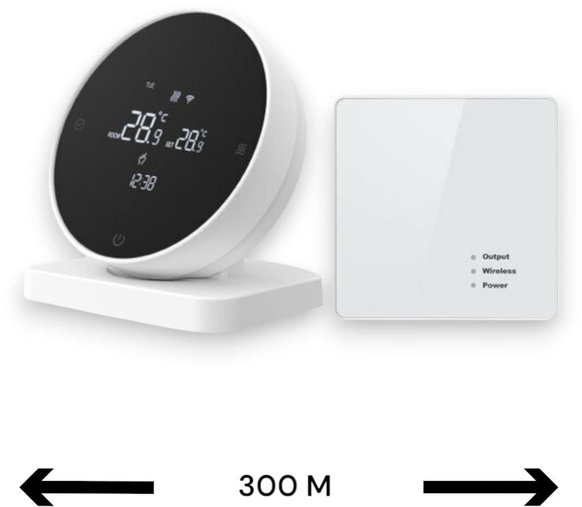 Draadloze thermostaat | Wifi touchscreen | Draadloos 433MHz ontvanger | Tuya Smart Life & spraak | Zwart/Wit — afbeelding 1