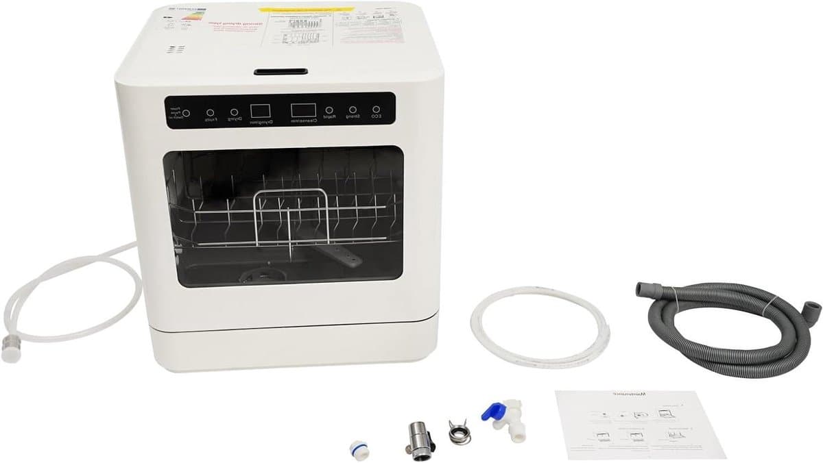 Mini Vaatwasser - Tafelmodel Vaatwasser - Snel Servies Reinigen - Touchscreen Bediening - 43x39x46cm - Wit — afbeelding 1
