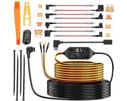 Dash Cam Hardwire Kit voor Dashcams met een USB-C Poort Multi-Size Hardwire Kits Voltage Indicator 24U Monitoring 12V-24V naar 5V met Laag Voltage Bescherming met Conversie A5-A8