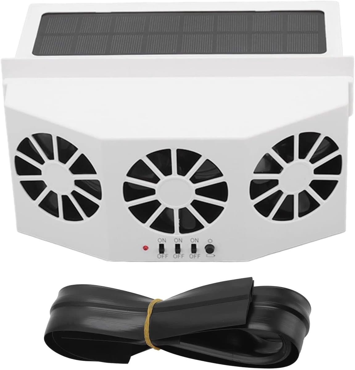 Auto Koeler - Zonneventilator - Auto Ventileren - Drie Ventilatoren - 21.7 cm - Wit — afbeelding 1