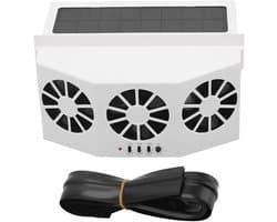 Auto Koeler - Zonneventilator - Auto Ventileren - Drie Ventilatoren - 21.7 cm - Wit