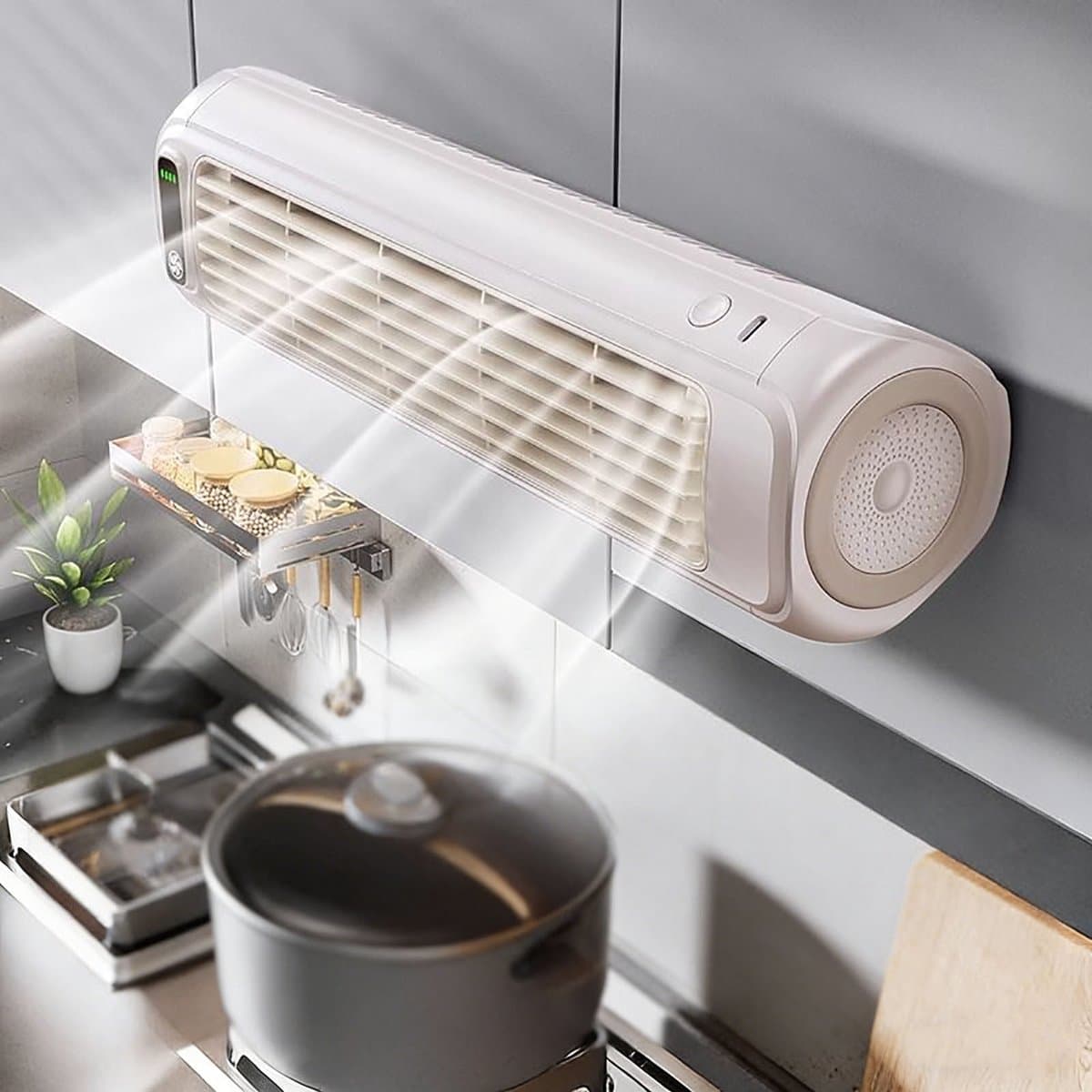 KZQ Mini Draagbare Luchtkoeler Met Digitaal Display Stil Oplaadbaar Voor Slaapkamer Kantoor En Kamperen Abrikooswit — afbeelding 1