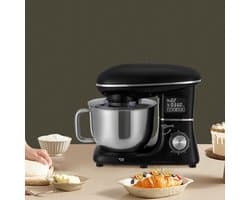Keukenmachine - Handmixer - Thuis bakken - 6 snelheden - 6.2 liter kom - Zwart