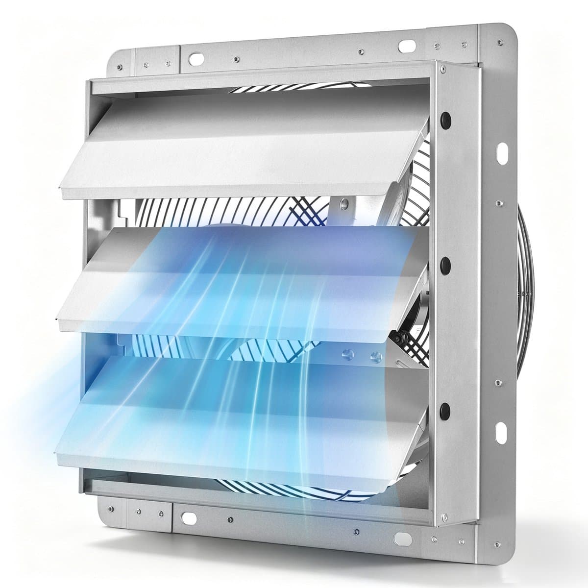 VEVOR 312mm Afzuigventilator met Lamellen, Industriële Wandventilator, 34W, Stalen Behuizing, Wandmontage, 2124m³/h, 1400rpm, Stille Werking, Ventilatie + Koeling voor Garage, Kas, Werkplaats, Stal — afbeelding 1