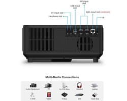 Mini Beamer - Projector - Digitale Beamer - Draagbaar - 1080P Projector - 4K Full HD - Met Auto Focus - 21000LM - 2500ANSI - AC100-240V / 50-60Hz - Android System - 205W - Zwart