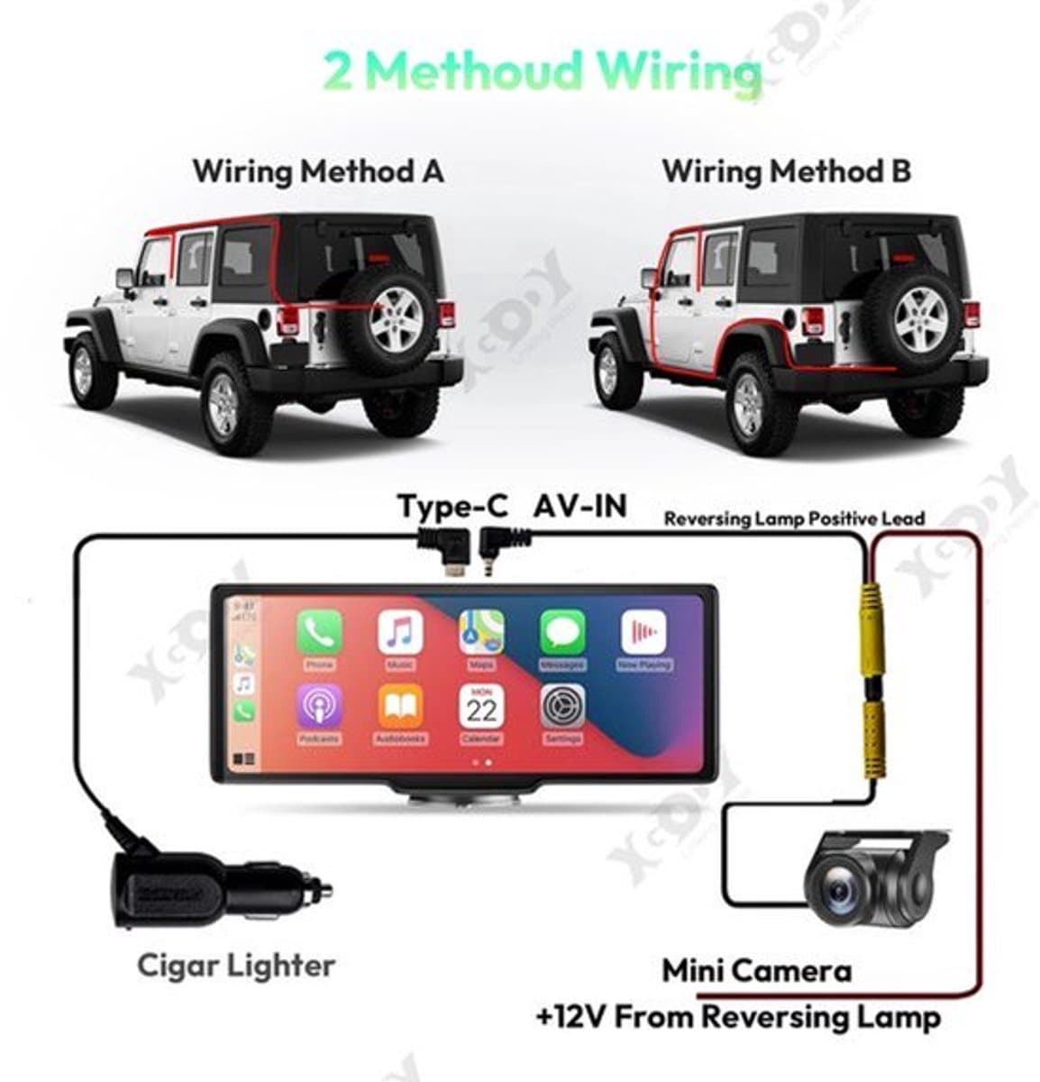Dashcam Spiegel - Navigatiesysteem Auto - Dashcam voor auto - GPS Navigatie - Draadloze - 4K DVR - Bluetooth Audio - ADAS Systeem - 10.26" - Achteruitrijcamera - 64TF — afbeelding 1