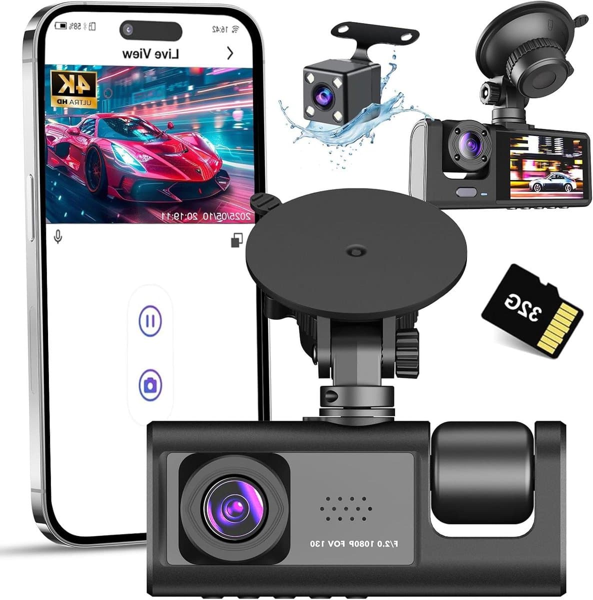 Autocamera - Rijrecorder - Veilige Rit - Met Nachtzicht - 1080P HD - Zwart — afbeelding 1